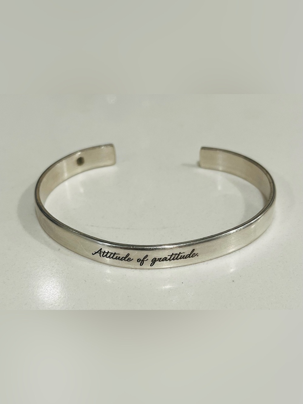 Dogeared Silver Tone Cuff ID Bracelet “Attitude of gratitude”